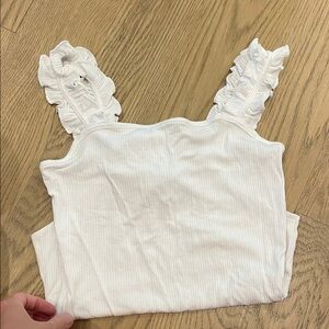 Le lis White Ruffled Strap bodysuit